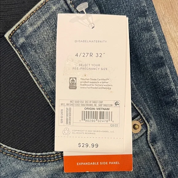 Ingrid & Isabel Flare Blue Jeans Maternity Boot Cut With Expandable Waist Size 4 - Picture 5 of 9